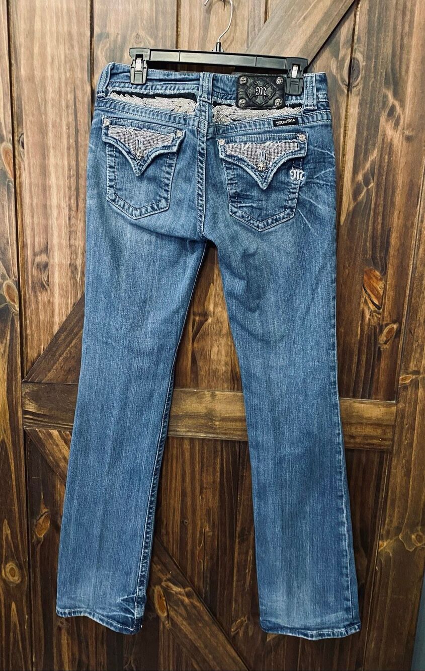 Miss Me Angel Wings Rhinestone Bootcut Womens Jeans Sz 30